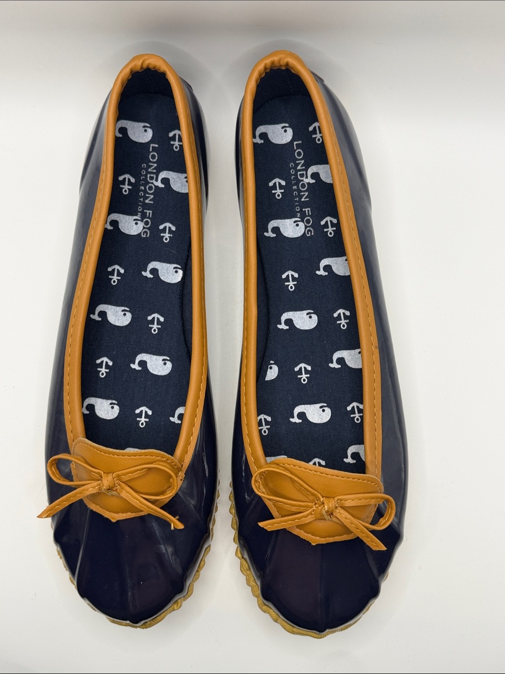 London Fog Women's Webster Slip-On Ballet Rain Shoe in Navy Blue